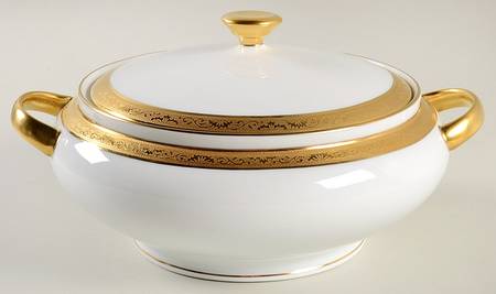 Ambassador Gold (White) Round Covered Vegetable