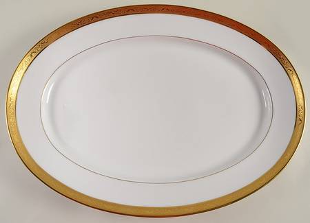 Ambassador Gold (White) 16" Oval Serving Platter