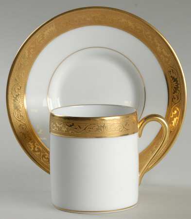 Ambassador Gold (White) Flat Demitasse Cup & Saucer Set