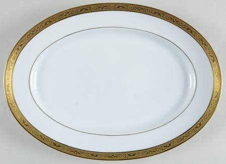 Ambassador Gold (White) 14" Oval Serving Platter