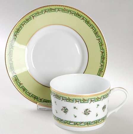 Bougainville Green Flat Cup & Saucer Set