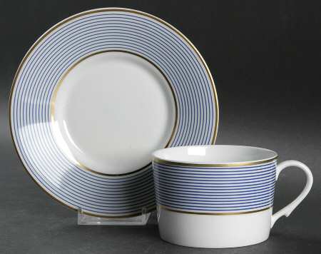 Crinoline Blue Flat Cup & Saucer Set