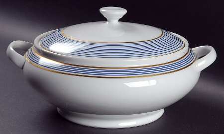 Crinoline Blue Round Covered Vegetable