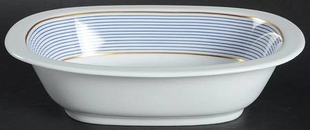 Crinoline Blue 9" Oval Vegetable Bowl