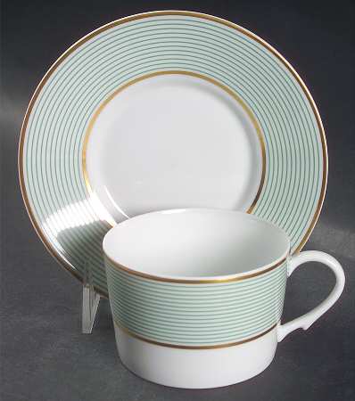 Crinoline Green Flat Cup & Saucer Set