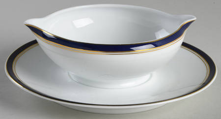 Diplomat Blue Gravy Boat with Attached Underplate