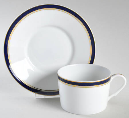 Diplomat Blue Flat Cup & Saucer Set
