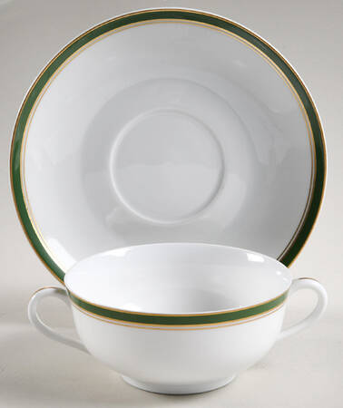 Diplomat Green Footed Cream Soup Bowl & Saucer Set by Raynaud