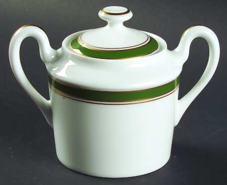 Diplomat Green Sugar Bowl & Lid