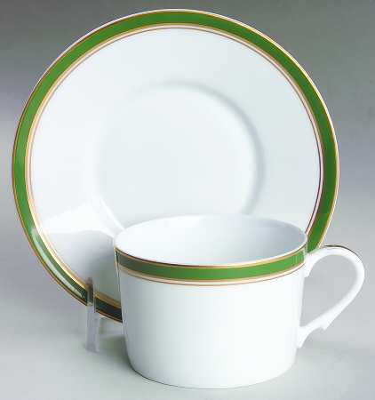 Diplomat Green Flat Cup & Saucer Set