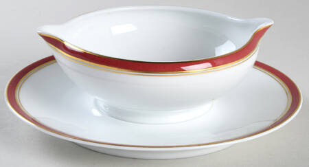 Diplomat Red Gravy Boat with Attached Underplate