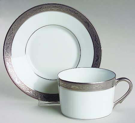 Ambassador Platinum (White) Flat Cup & Saucer Set