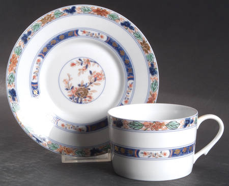 Koutani (White Background) Flat Cup & Saucer Set