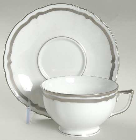 Marie Antoinette Platinum Footed Cup & Saucer Set