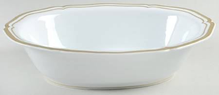 Polka White (Gold Trim) 10" Oval Vegetable Bowl