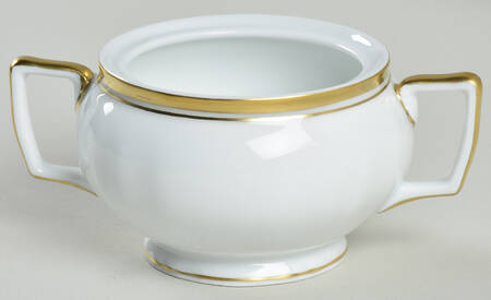 Polka White (Gold Trim) Sugar Bowl No Lid