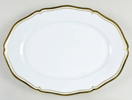 Polka White (Gold Trim) 15" Oval Serving Platter