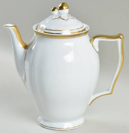 Polka White (Gold Trim) Coffee Pot & Lid