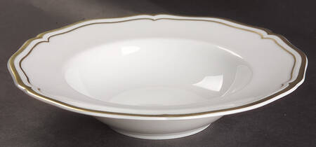 Polka White (Gold Trim) Rim Soup Bowl