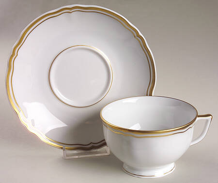 Polka White (Gold Trim) Footed Cup & Saucer Set