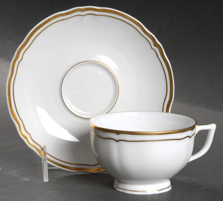 Polka White (Gold Trim) Footed Cup & Saucer Set