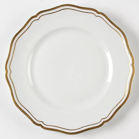Polka White (Gold Trim) Large Dinner Plate