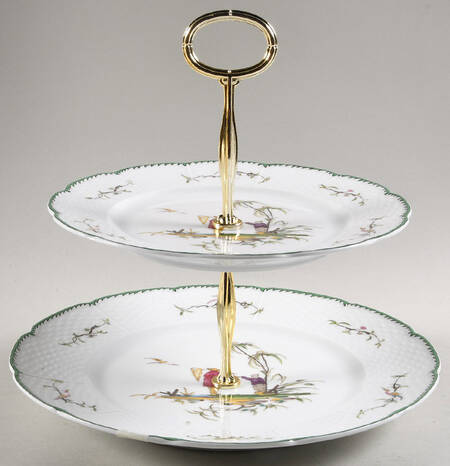Si Kiang 6 5/8"-10"  2 Tiered Serving Tray (Dp, Sp) HC
