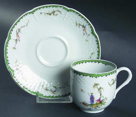 Si Kiang Flat Demitasse Cup & Saucer Set by Raynaud