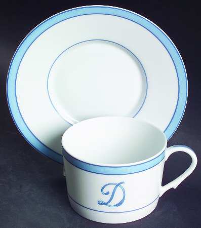 Tropic Blue (Monogram) Flat Cup & Saucer Set