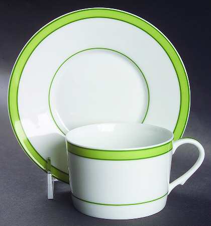 Tropic Green (No Monogram) Flat Cup & Saucer Set