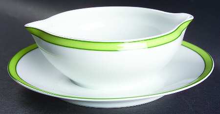 Tropic Green (No Monogram) Gravy Boat with Attached Underplate