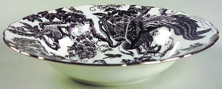 Black Aves (Platinum Trim) Rim Soup Bowl