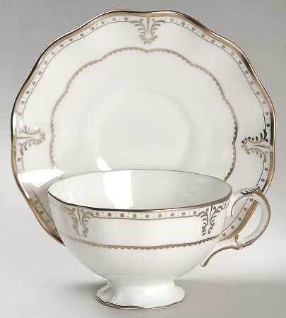 Elizabeth (Platinum Trim) Footed Cup & Saucer Set
