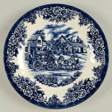 Coaching Scene Blue Salad Plate