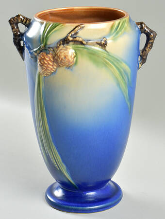 Pinecone Blue 10" Footed Vase