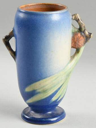 Pinecone Blue 6" Handled Vase