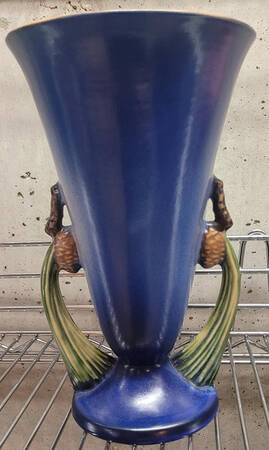Pinecone Blue 10" Handled Vase