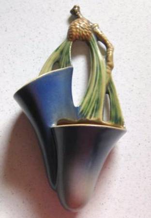 Pinecone Blue 8" Wall Pocket Vase