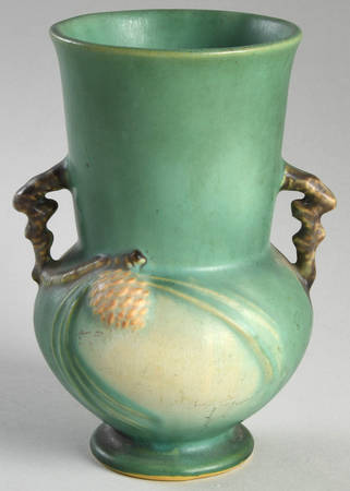 Pinecone Green 6" Handled Vase