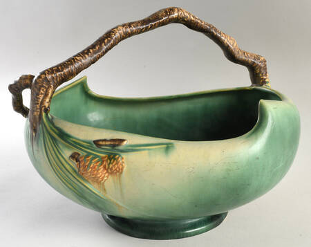 Pinecone Green 11" Handled Basket