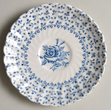 Rose Bouquet Blue Saucer for Flat Cup
