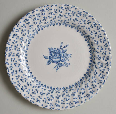 Rose Bouquet Blue Bread & Butter Plate