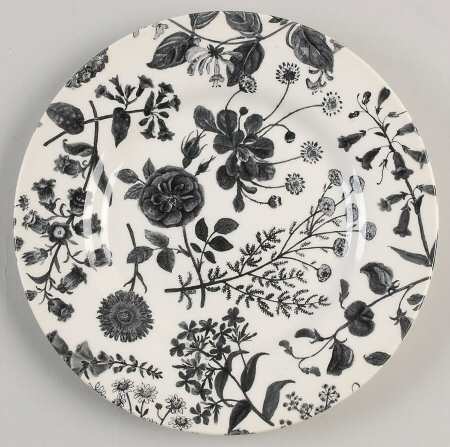 Hedgerow Black (Earthenware, Wildflowers) Salad Plate