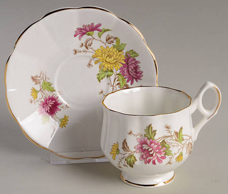 Flower of The Month (Scalloped) Footed Cup & Saucer Set