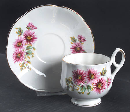 Flower of The Month (Scalloped) Footed Cup & Saucer Set