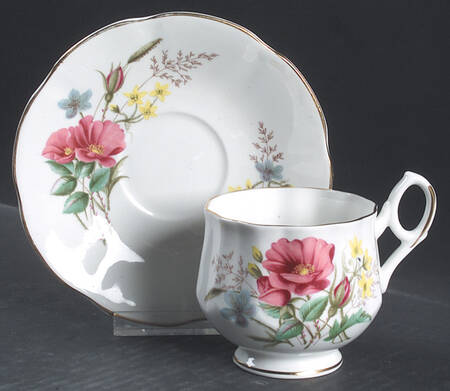 Flower of The Month (Scalloped) Footed Cup & Saucer Set