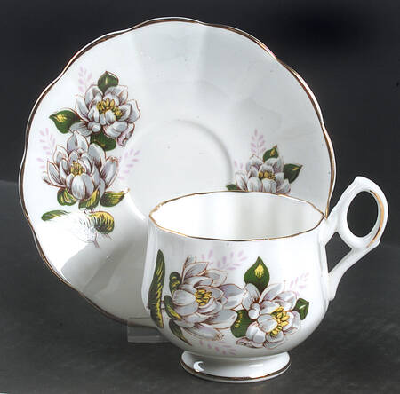 Flower of The Month (Scalloped) Footed Cup & Saucer Set