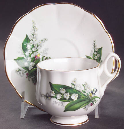 Flower of The Month (Scalloped) Footed Cup & Saucer Set