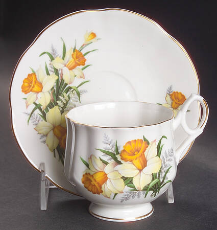 Flower of The Month (Scalloped) Footed Cup & Saucer Set