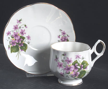Flower of The Month (Scalloped) Footed Cup & Saucer Set